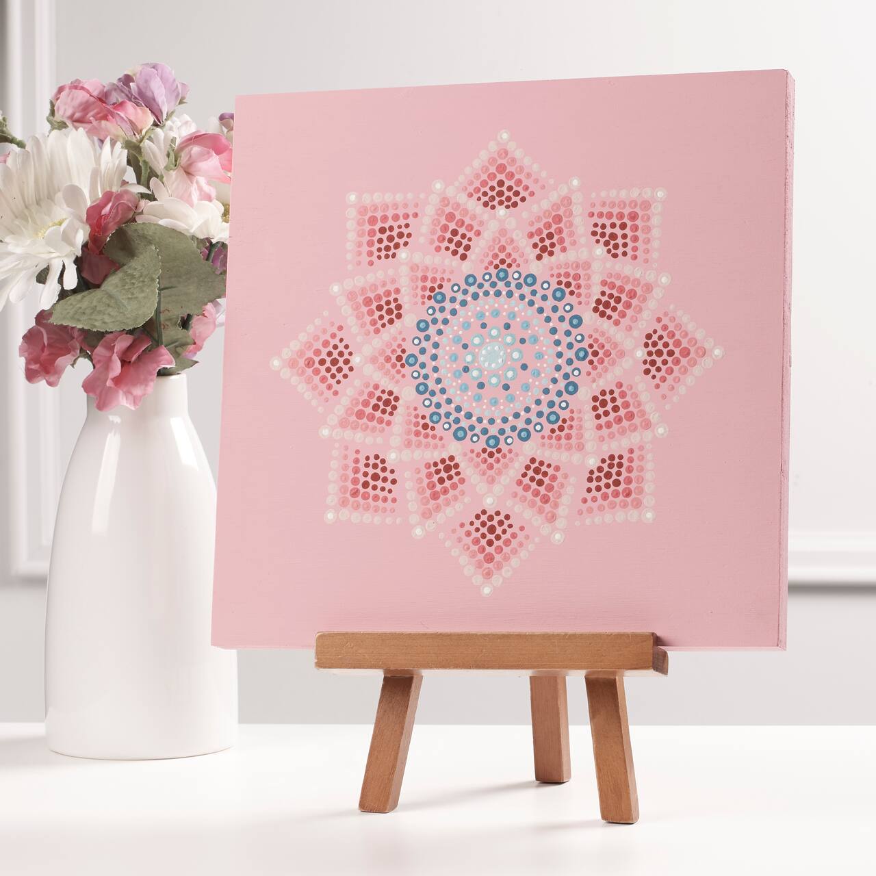 Pink Mandala Wood Canvas